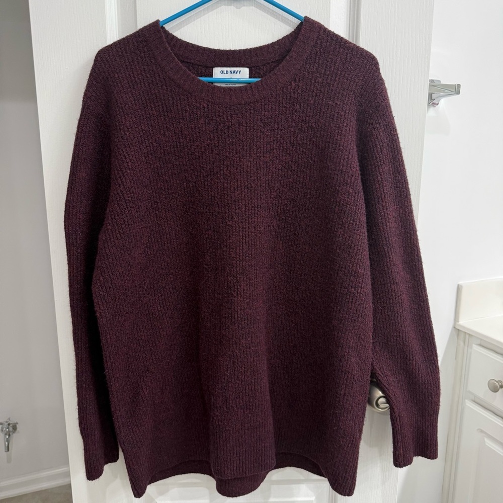 Old Navy 1X Plus Size Sweater Maroon Pullover crew neck